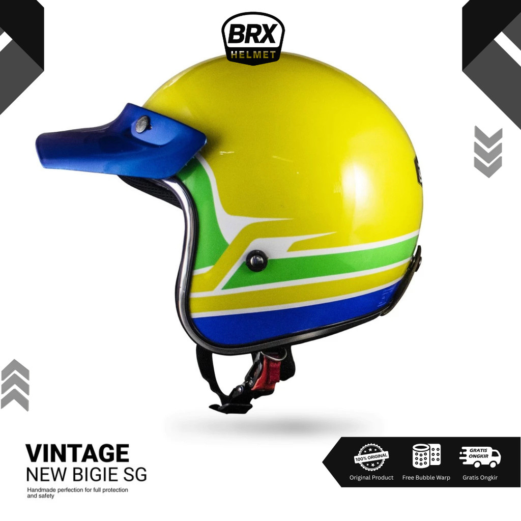 Helm JP Retro New Bigie Limited Edition SG 02 VINTAGE Original SNI Helm Bogo Retro Motif BRX Helmet