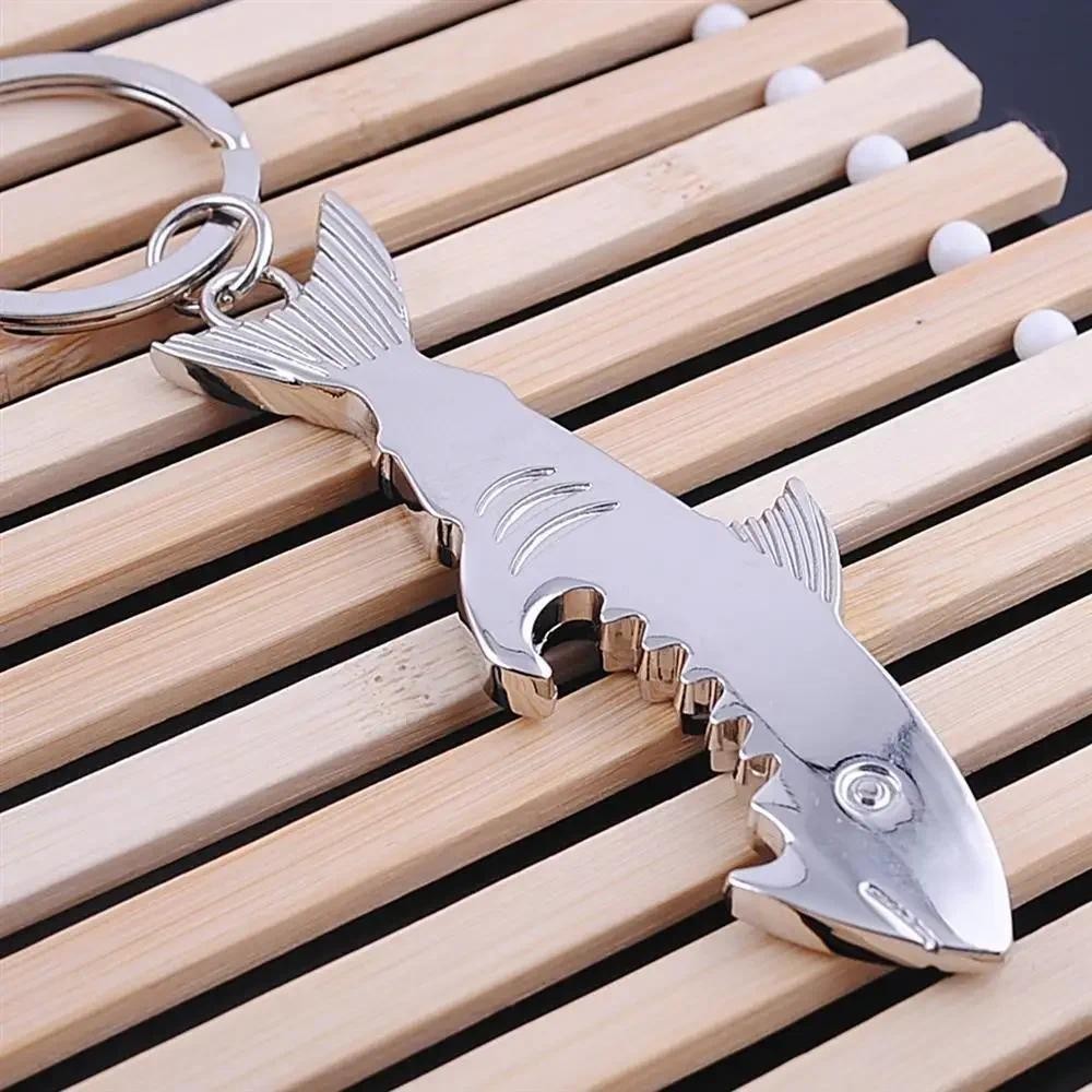 

Shark Shaped Bottle Opener Keychain shaped zinc alloy Silver Color Key Ring Beer Bottle Opener Unique Creative Gift S013