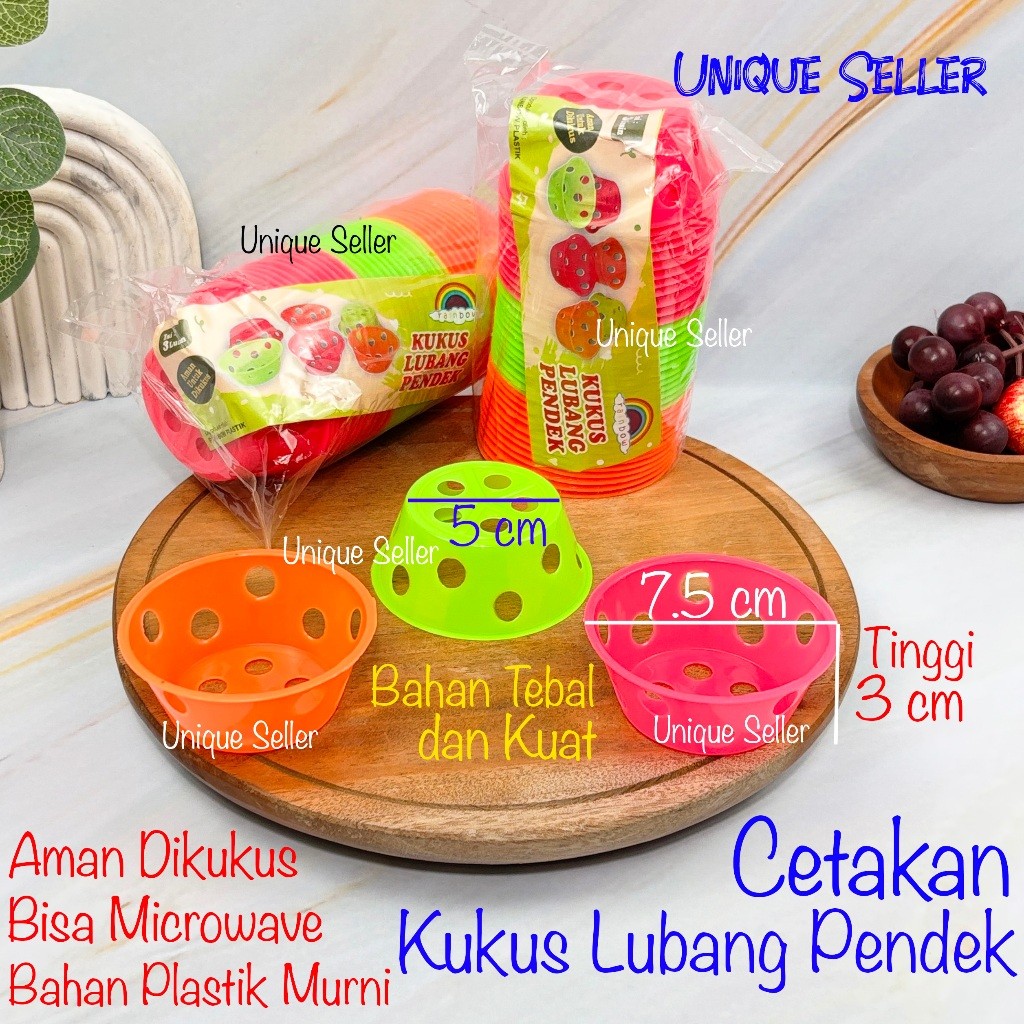 Cetakan Kue Kukus Lubang Pendek 7.5 cm isi 36 pcs / Cetakan Kue Kukus Lubang Plastik Tebal Pendek