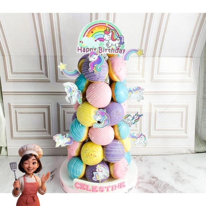 

Donat/Donat Ulang tahun/Donat Tower Tema Unicorn/Donat Catering Malang DMT