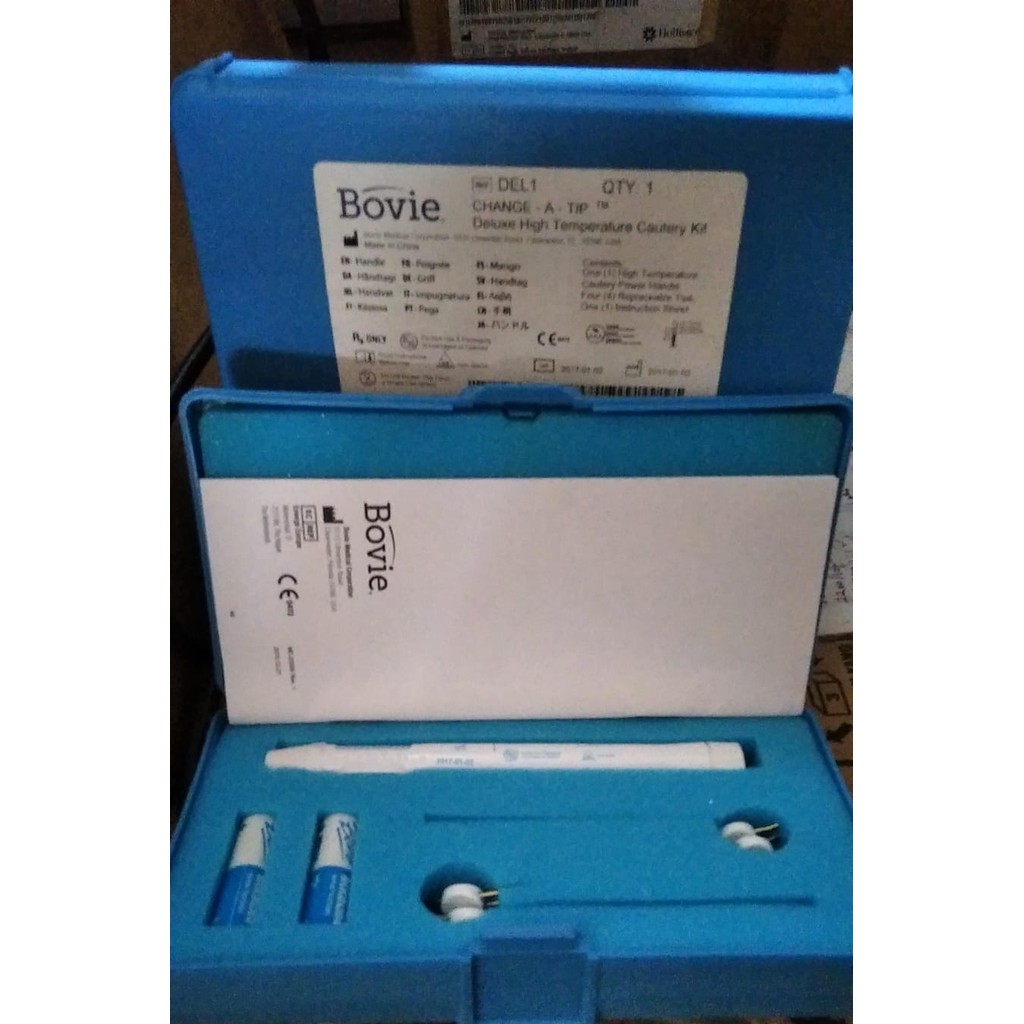 Aaron Bovie Set DEL1 high temperatur cauter handle + 4 tip reusable + 2 baterai alkaline