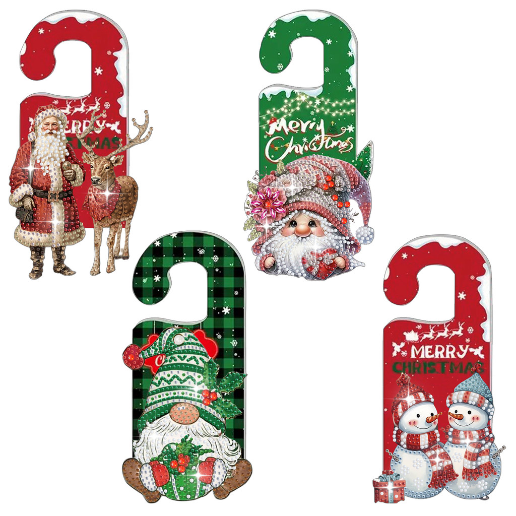 

A set of DIY diamond painting diamond kit, Mosaic painted crystal acrylic Christmas style series door handle pendants