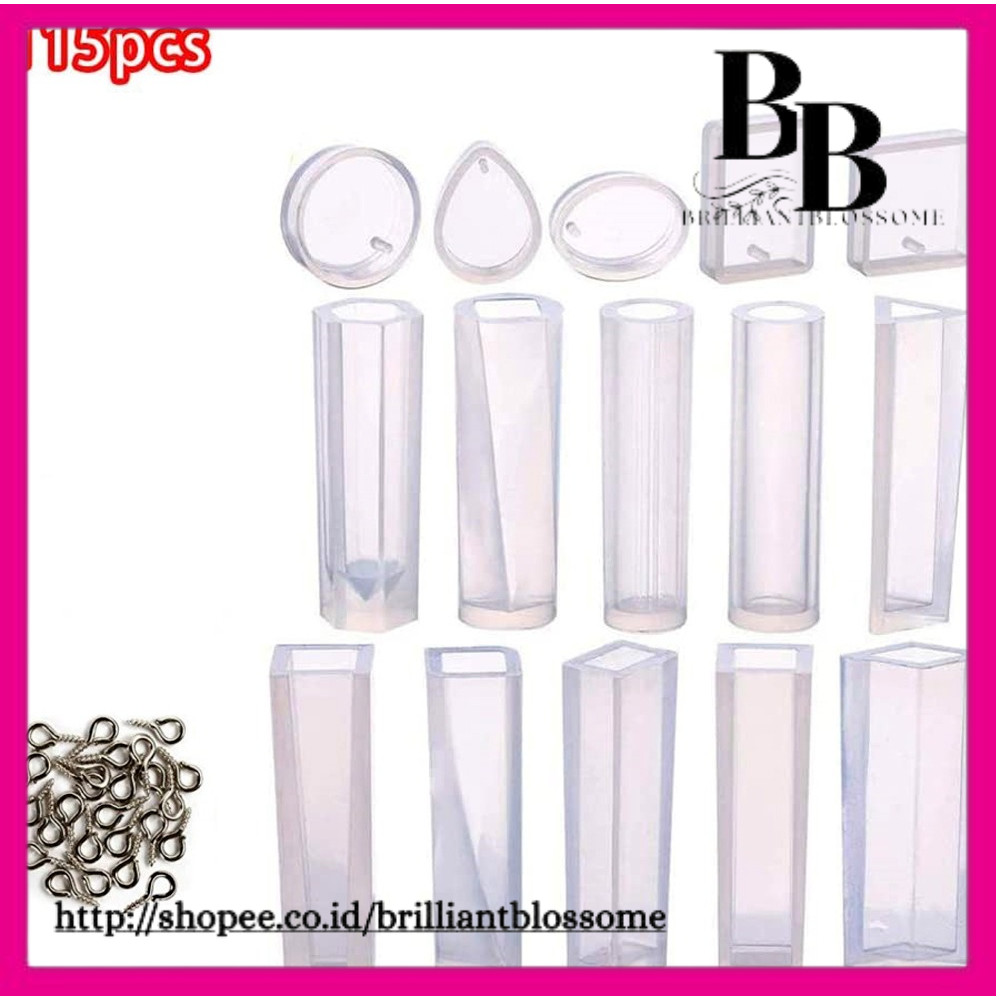 

1=115pcs Water drop round square oval tube UV Epoxy Resin Silicone Molds Set for pendant with pin Jewelry making Casting Tools