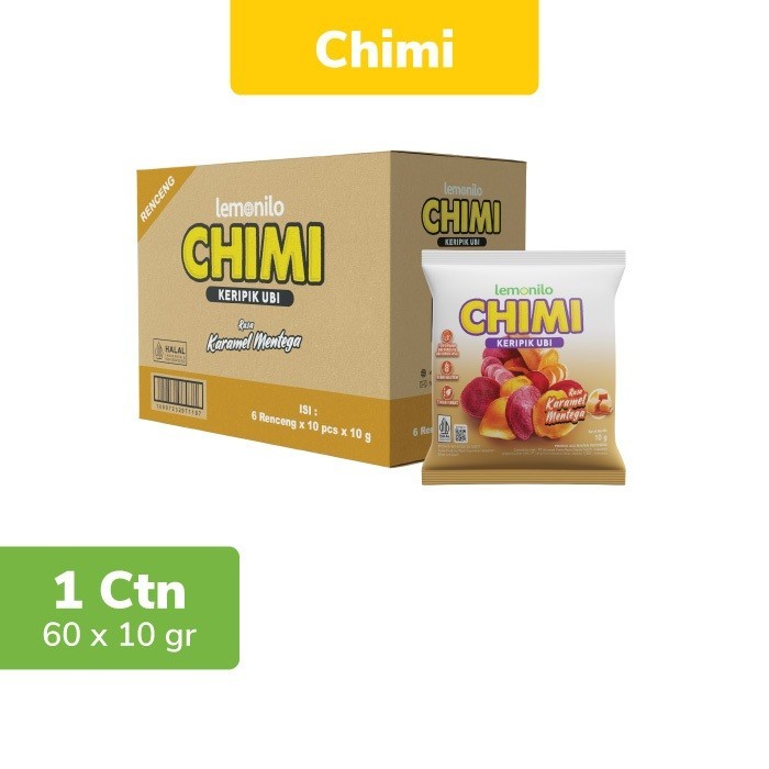 

1 Kardus 60 Pcs Lemonilo Chimi Keripik Ubi Karamel Mentega 10g