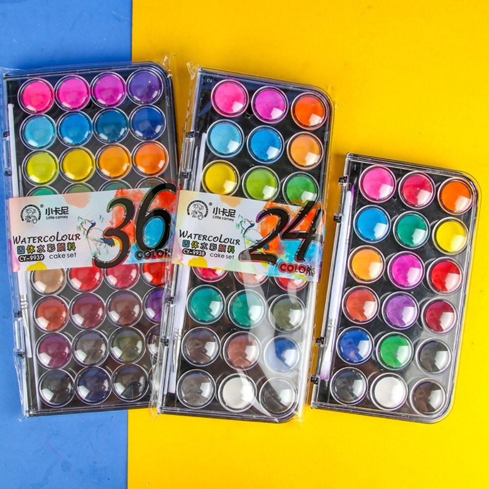 

12/18/24/36Colors Solid Watercolor Paint Set Metallic Glitter Plastic Box Watercolor Pigment Painting Pigment Set Students