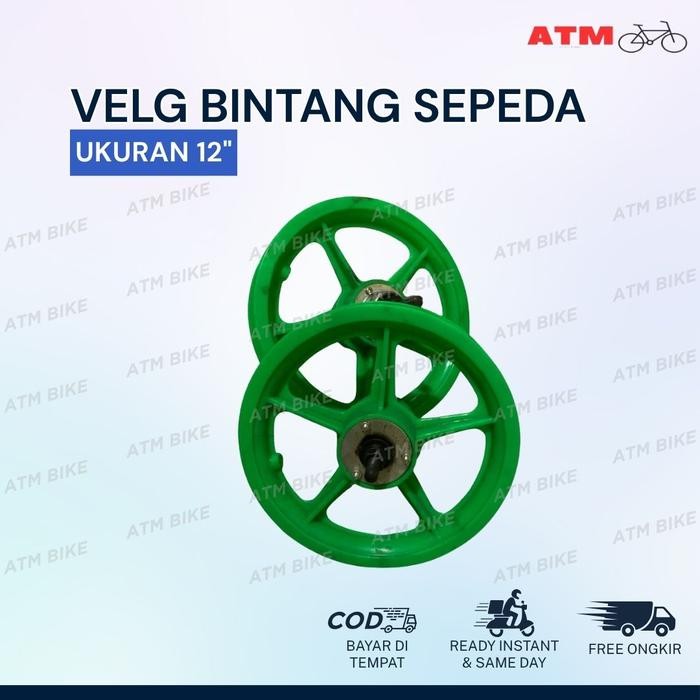 TERLARIS Velg Racing Bintang / Velg Kipas BMX Size 12 16 18 Inch / Roda Racing Bintang - 12"