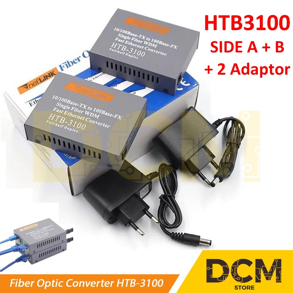 Netlink HTB3100 Fiber Optik Media Converter Optic HTB-3100 FO RJ45 HTB 3100 A+B