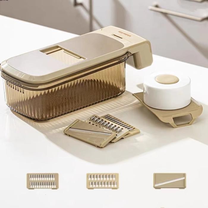 

99KHOME Parutan Serbaguna Pengiris Sayur Buah Stainless Premium Wadah Plastik Mewah Aesthetic H899 Kitchenware - 3 Pisau