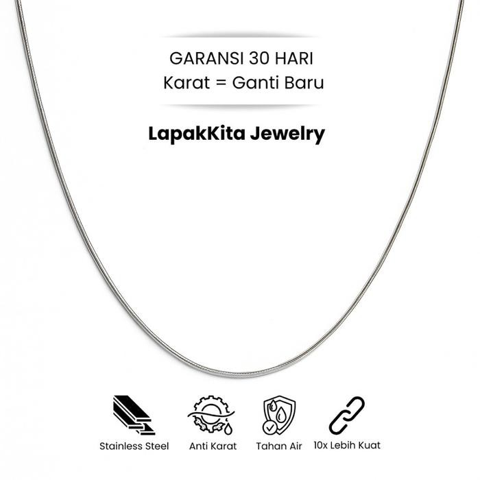 Kalung Titanium Stainless Steel Pria Wanita Silver - 45 Cm