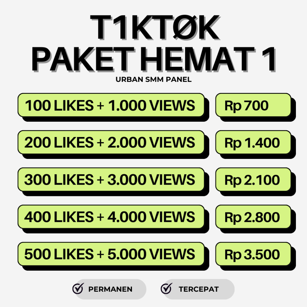 URBAN SMM - Paket Tiktok Like dan View Tiktok Permanen| Tiktok Like View Bergaransi Real Mix Worldwi