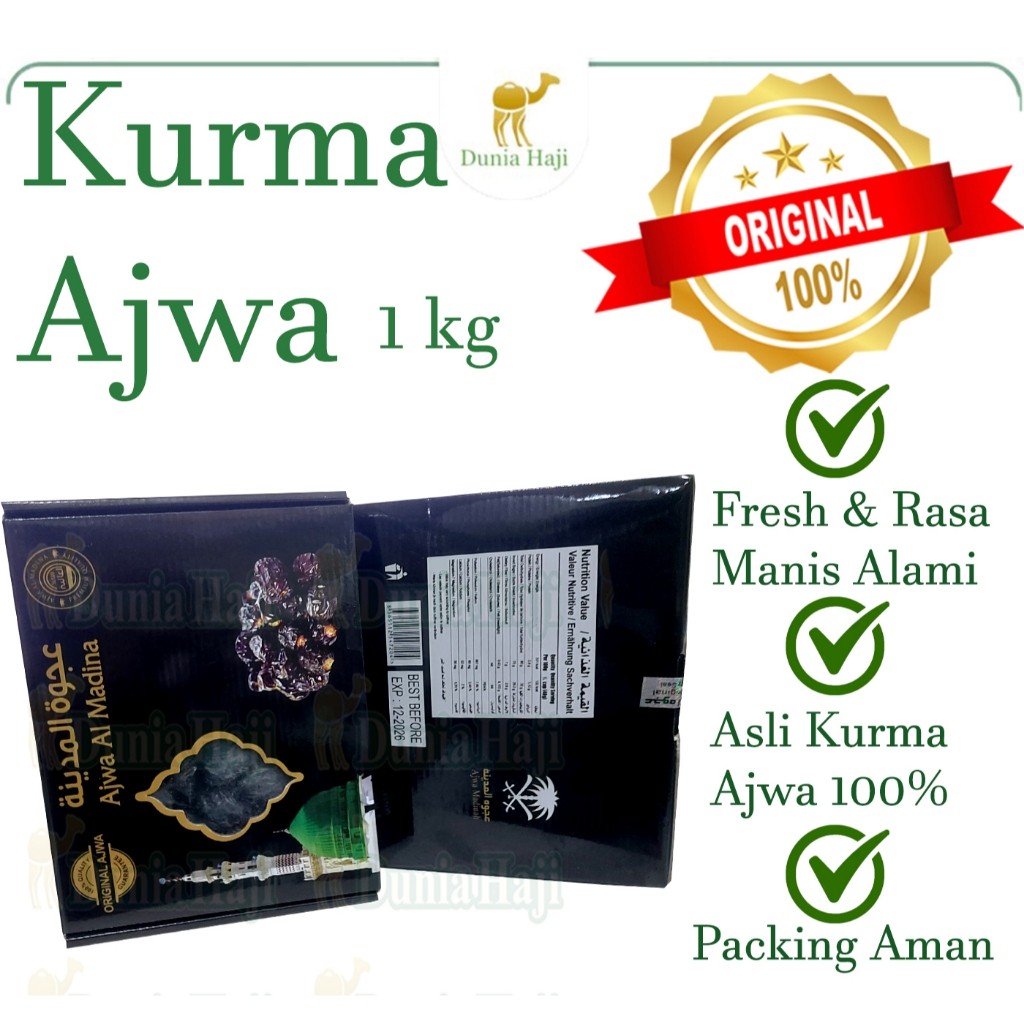 

Kurma Ajwa 1KG Asli Korma Nabi Original Saudi Arabia Madinah Oleh Oleh Haji Dan Umroh