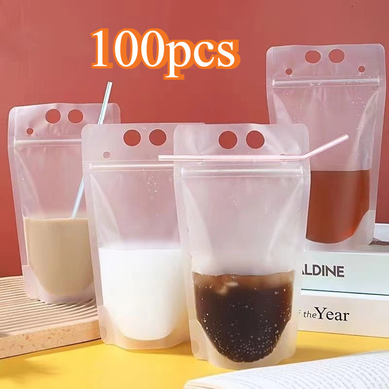 100pcs/Set 500ML Standing Pouch Untuk Minuman Multifungsi Pouch Standing Minuman Kemasan Minuman