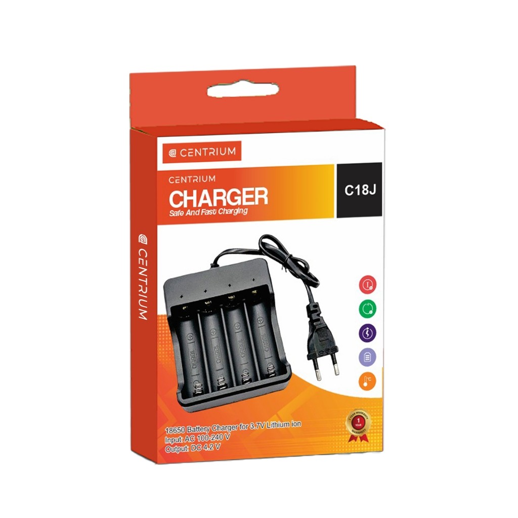 Fish Yummy Centrium Charger Baterai 18650 4 Slot Auto Cut Off Cas Casan Batre Besar Carger Led