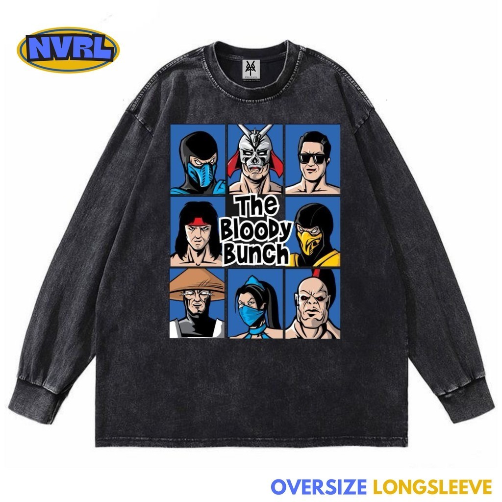Kaos oversize longsleeve mortal kombat the bloody bunch washed washing vintage tee