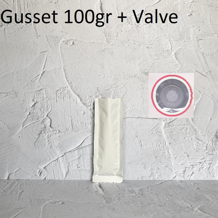 

Kemasan Kopi Gusset Quad Seal 100g + VALVE PUTIH TEBAL PREMIUM IMPORT - Putih