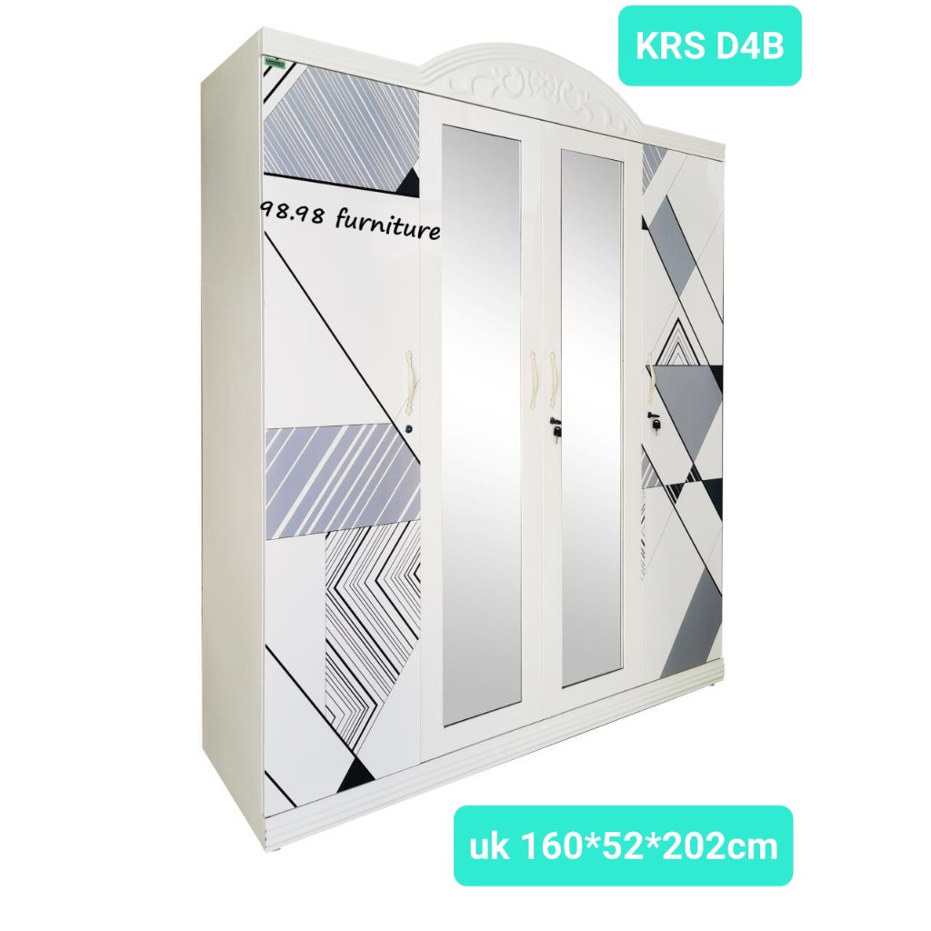 PROMO TERMURAH NEW - Lemari Pakaian Plat Besi 4 Pintu - Lemari Pakaian Besi Anti Rayap