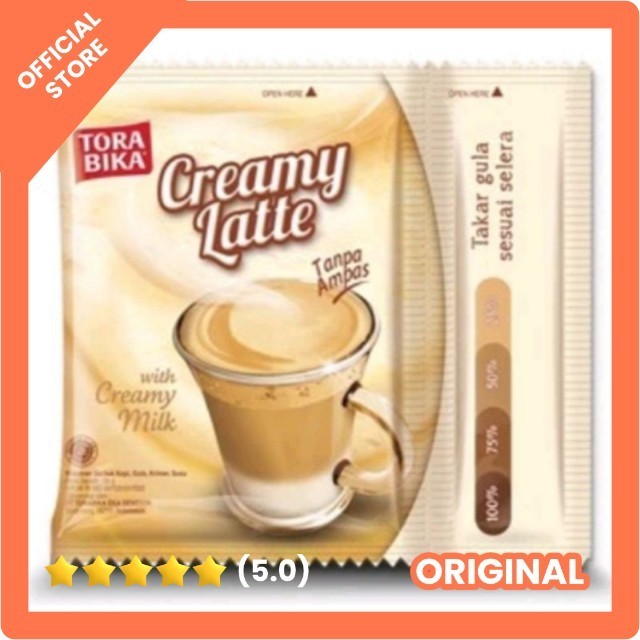 

KOPI Tora bika instan creamy latte bubuk gula kremer susu dengan gula terpisah 25gr ( 1pcs ) torabika