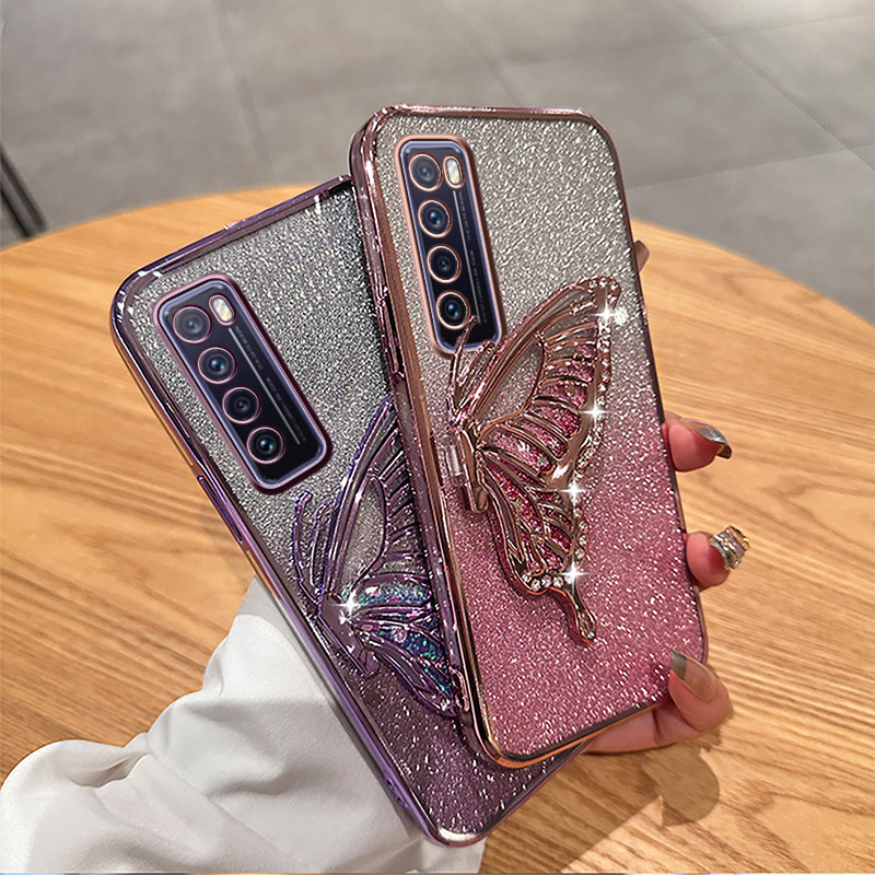 New Phone casing Huawei Nova 7 / Nova 7 SE / Nova 7i Back cover Brick Stereo Quicksand Butterfly Tra