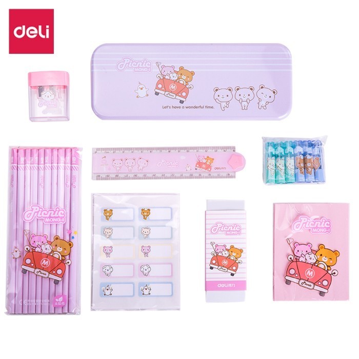 

promo ✨ -Deli Set Alat Tulis Sekolah/ School Stationary Set Hemat Lengkap 68891 - Biru