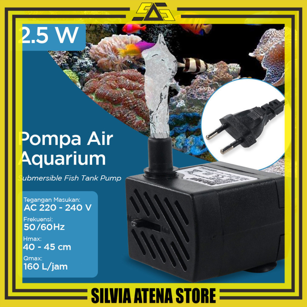 SILVIA ATENA STORE-Pompa Air Aquarium Ikan Submersible 0-240V 2.5WPump Fish Tank 22 JINGNUO POMPA AI