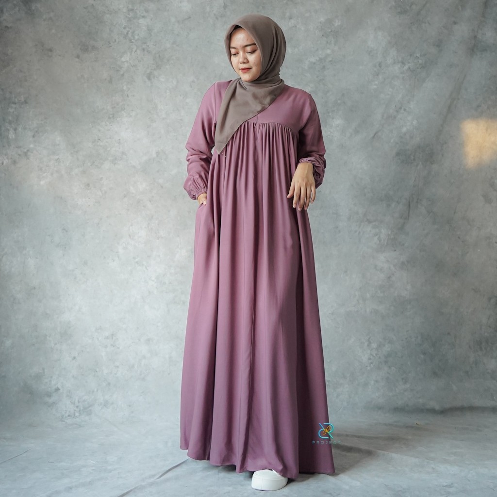 IZMA MAXI BUSUI FRIENDLY | DRESS MODERN GAMIS WANITA KEKINIAN BAHAN RAYON TWILL