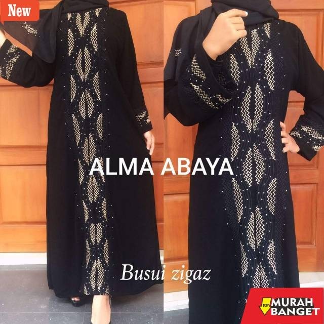 abaya shopee haul 2024 ALMA ABAYA HITAM TURKEY ZIGAS PLUS PASMINA (BUSUI)