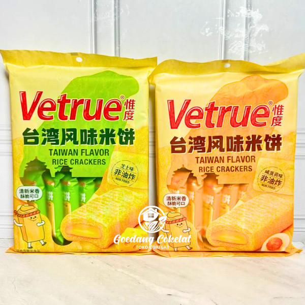 

Vetrue Japanese Taiwan Rice Crispy Crackers Krekers Beras Aneka Rasa Salted Egg Yolk Cheese 116g (Isi 14 Sachet)