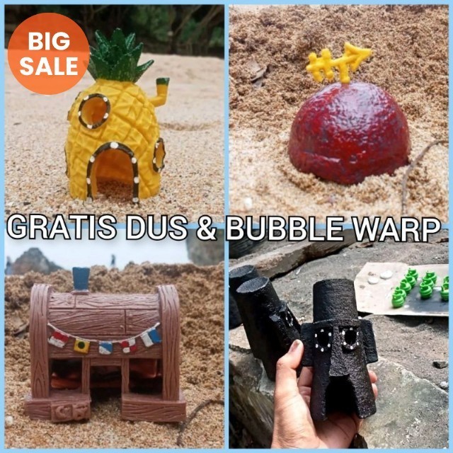 Hiasan aquarium spongebob / hiasan aquarium rumah spongebob / hiasan aquarium / spongebob / patrick 