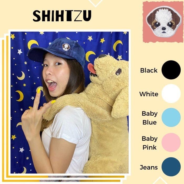 Topi Baseball lucu bordir Anjing Shih-Tzu by Maidei ( SHIHTZU )