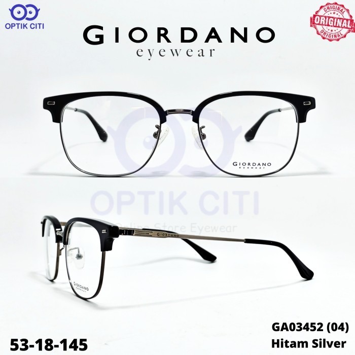 Frame Kacamata Kotak Pria Wanita GIORDANO GA 03452 Original