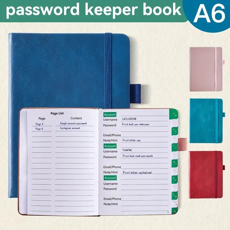

PU Cover Notebook A6 Password Book With Alphabetical Tabs Notepad Notebooks Writing Pads Office School Supplies