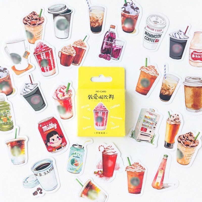 

[riBBon] 46Pcs Stiker Motif Minuman untuk Scrapbook / Jurnal / Diary / Drinks Sticker Box