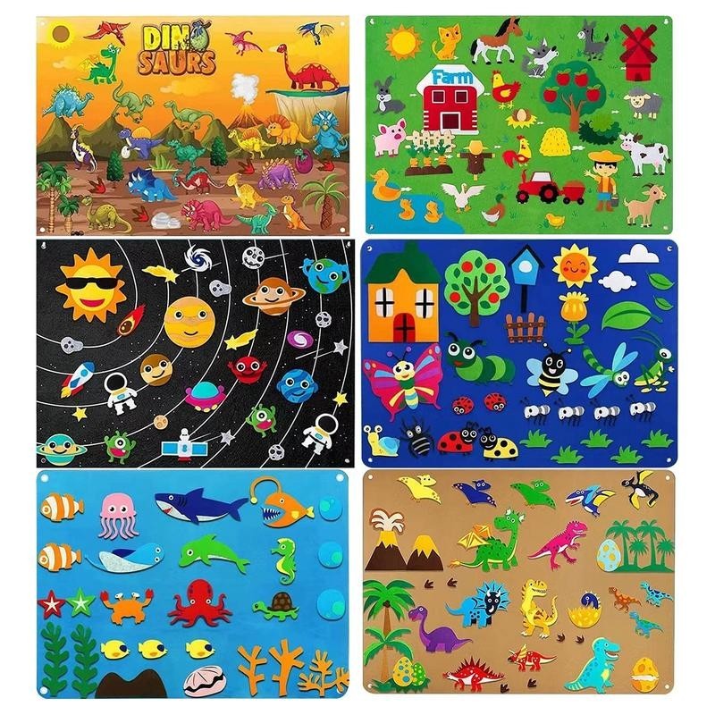 

Farm Animals Felt Story Board Farmhouse Storybook Wall Hanging Decor Montessori Early Learning Interactive Puzzle Toys