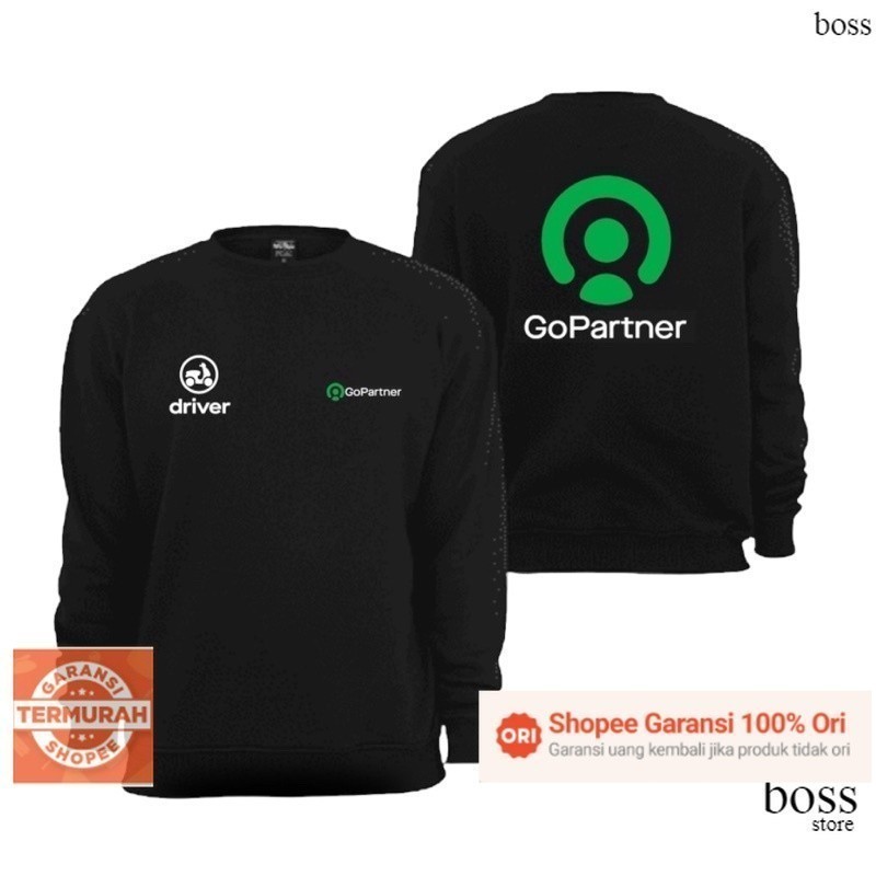 JAKET SWEATER GOPARTNER HITAM TERBARU JAKET CUSTOM SABLON