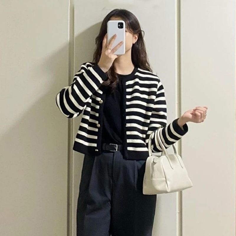 Ortwo - ZNF MOURA STRIPE CARDIGAN / CARDIGAN KNIT PREMIUM / OUTER CROP WANITA / FASHION OUTFIT