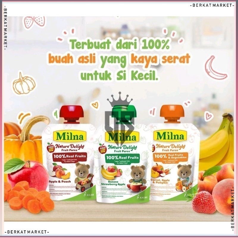 Milna Nature Delight Fruit Puree 80g - Camilan Sehat Anak 1 Tahun+