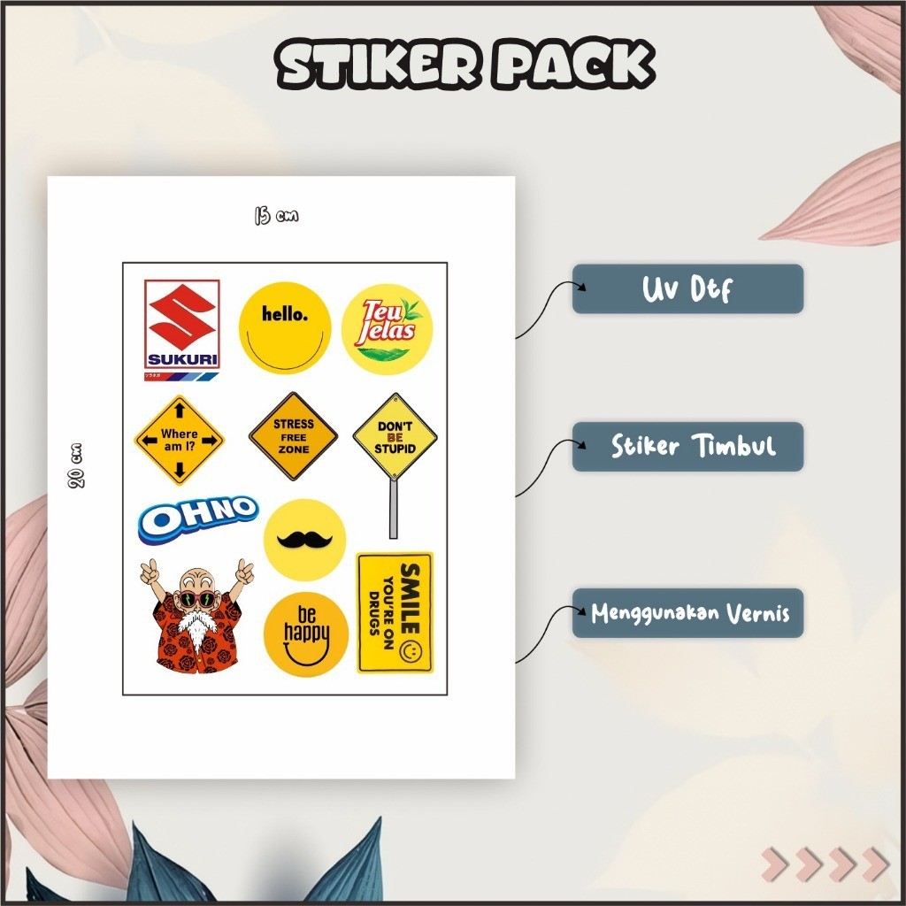 

Stiker Sticker Setiker Setikker Pack UV DTF Motif Kata Plesetan Kuning Hitam P83