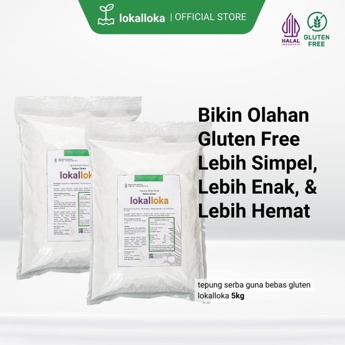 

TERJUAL tepung serba guna bebas gluten lokalloka 5 kg pengganti terigu