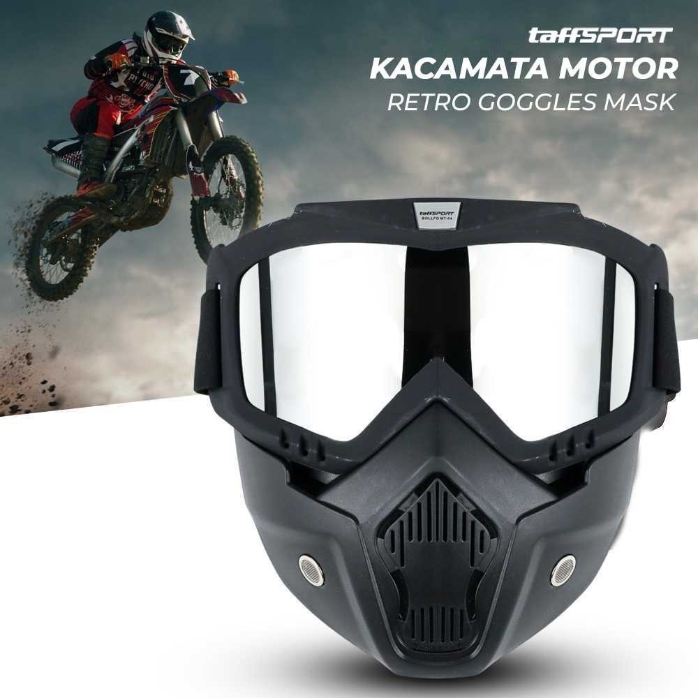 Kacamata Helm Full Face Goggles Mask Motor Retro Windproof Kacamata Topeng Helm Motor Cross Trail Bo