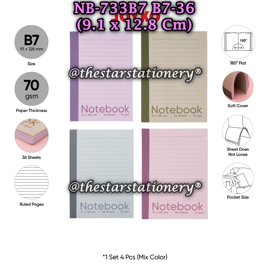 

(1 Biji) Buku Tulis Joyko NB-733B7 B7 36 Lembar 12.8 x 91 Cm / Buku Catatan Bergaris Ruled Notebook