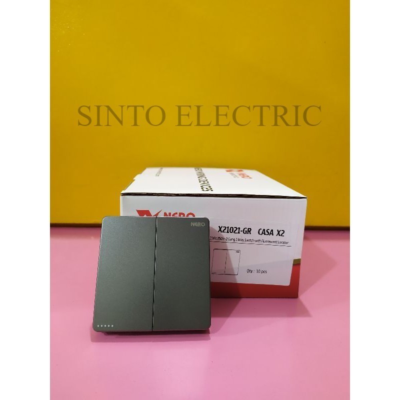 Saklar 2 Gang 1 Way Nero Casa Grey