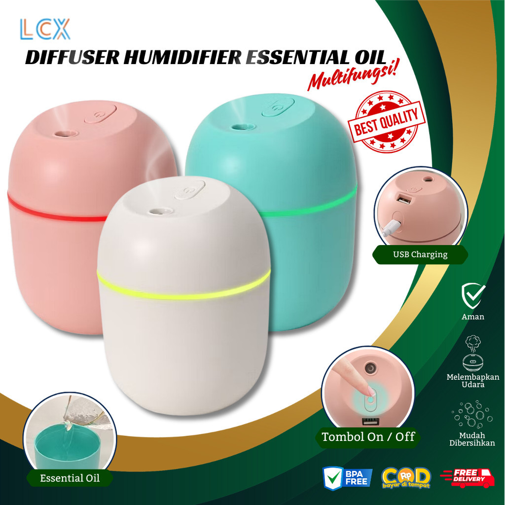 LCX PAKET ESSENTIAL OIL DIFFUSER Difuser Humidifier Air Purifier Young Lampu Tidur Living Oil
