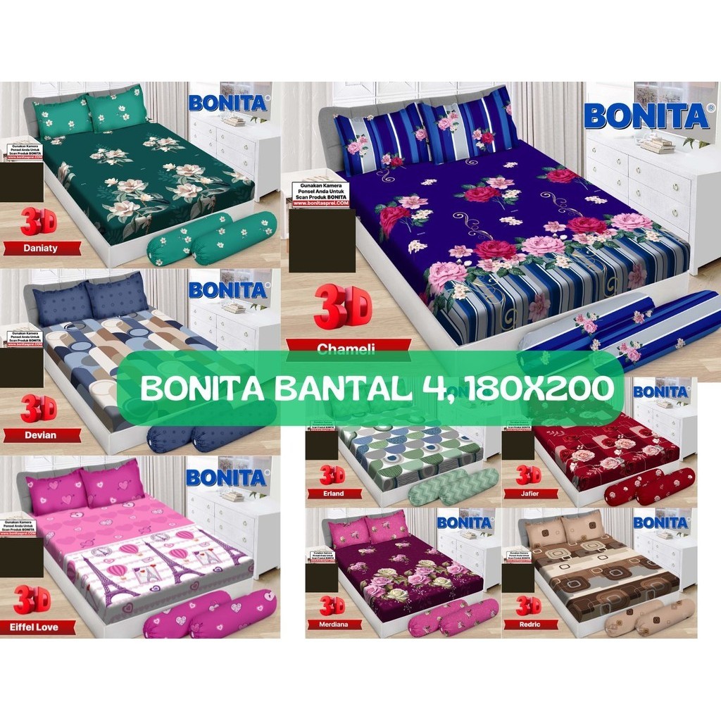 Xaviertaran Sprei King Bonita 3D Disperse 180X200 Bantal 4, B4 ( ) No. 1 B