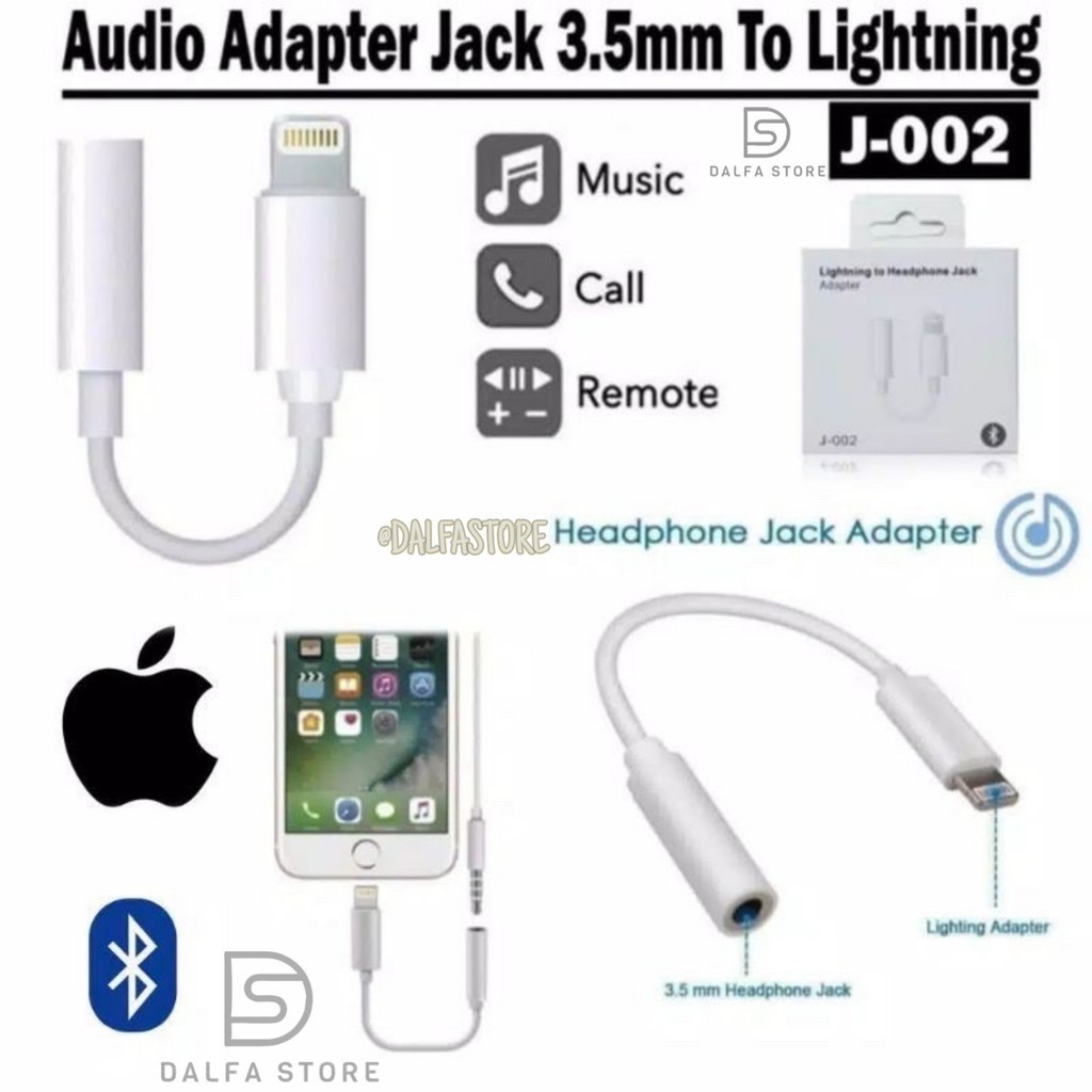 Konverter Dongle Konektor Jack Audio Kabel Ligning Converter Sambungan Charger Ke Headset 3.5MM HP7
