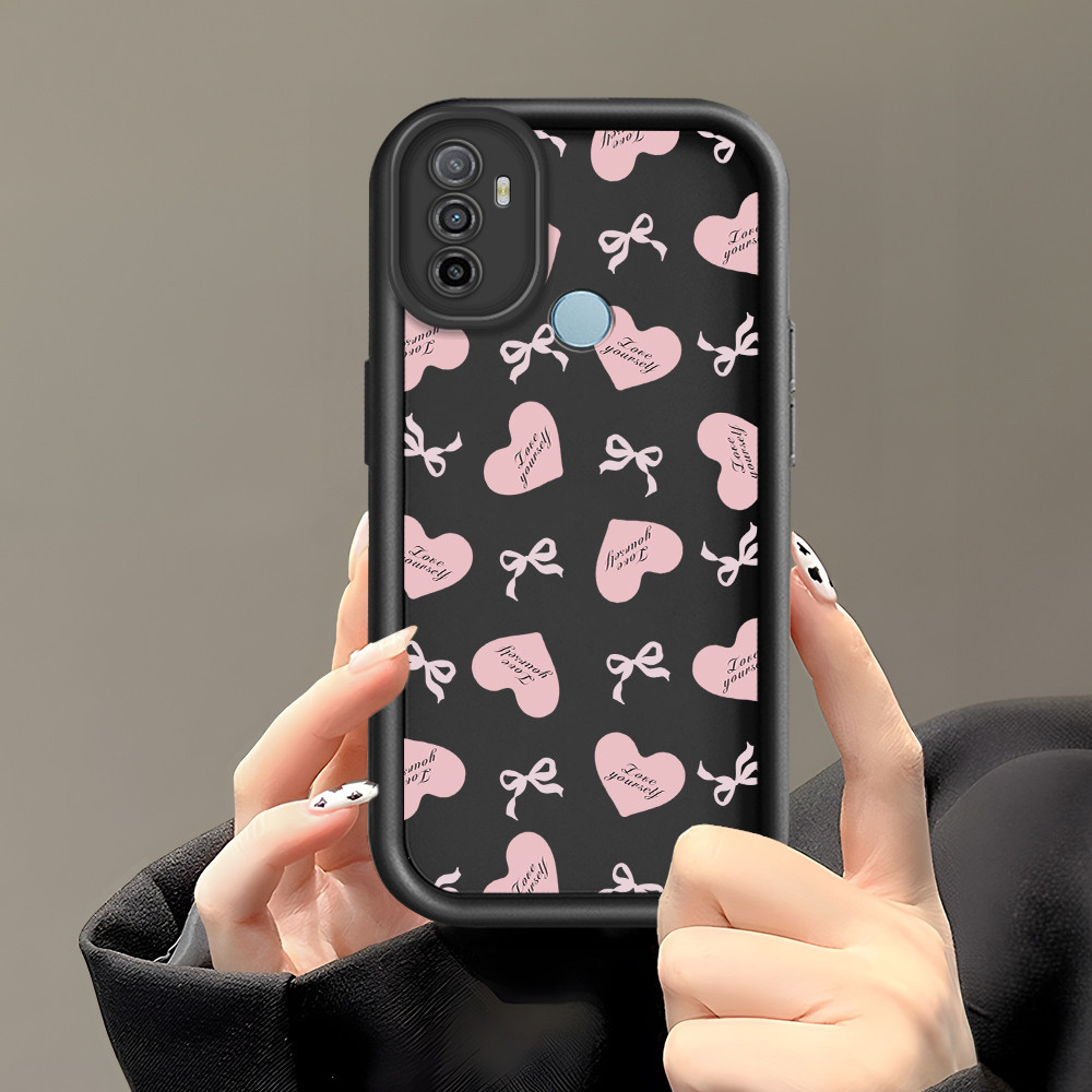 OPPO A53 A33 2020 Untuk Hp Casing Phone Case Cesing Soft Cover Love Bow 2744 Mode Kesing Cream Cassi
