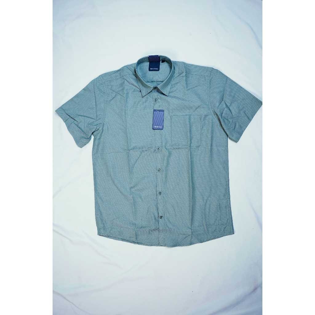 Kemeja Pria STANLEY ADAMS Formal Pendek Reguler Fit Hijau Motif | Kemeja Brand Matahari