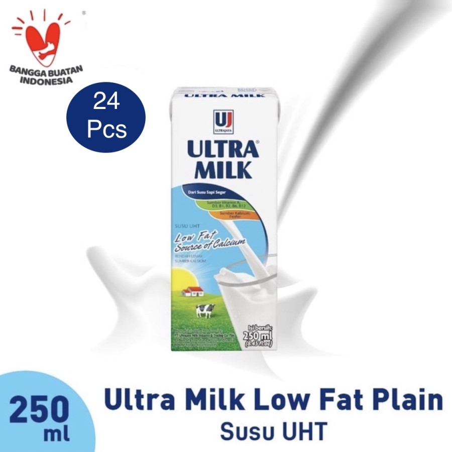 

Susu Ultra Milk Low Fat Plain UHT 250mL 1 karton/dus (24 pcs)