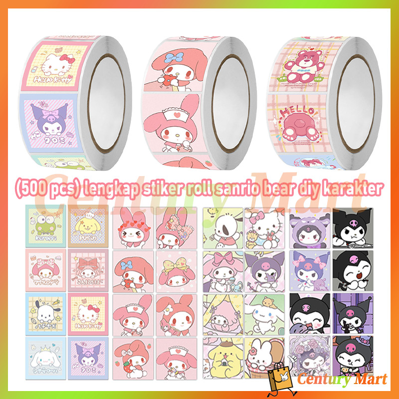 

1Rolls STICKER SANRIO KUROMI /Cute Stiker Tape /stiker sanrio roll sticker diy serbaguna/sticker gulung isi 500pcs / roll sanrio/sticker packing sanrio
