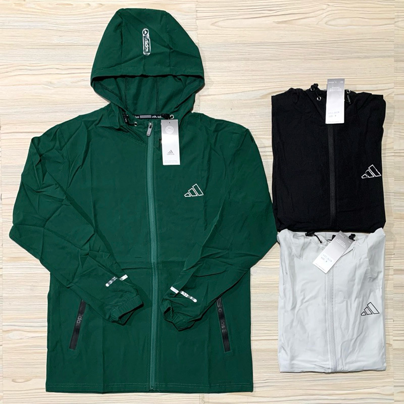 AA23EF JAKET MICRO PARASUT ADIDAS IMPORT PREMIUM OLAHRAGA RUNNING PRIA MAN HOODIE KUPLUK TOPI LENGAN