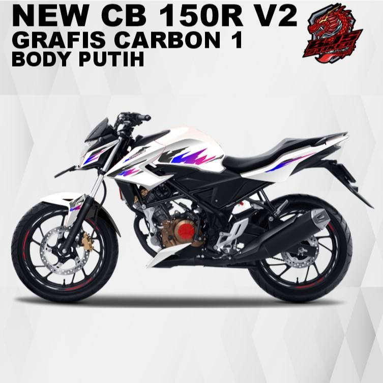 stiker striping list variasi CB 150 r v2 New CB150r v2 carbon 1 body cerah ( putih )